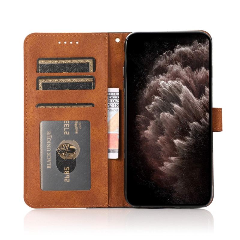 Capa Folio Para Xiaomi Redmi Note 10 Pro Couro Falso Triângulo De Dois Tons