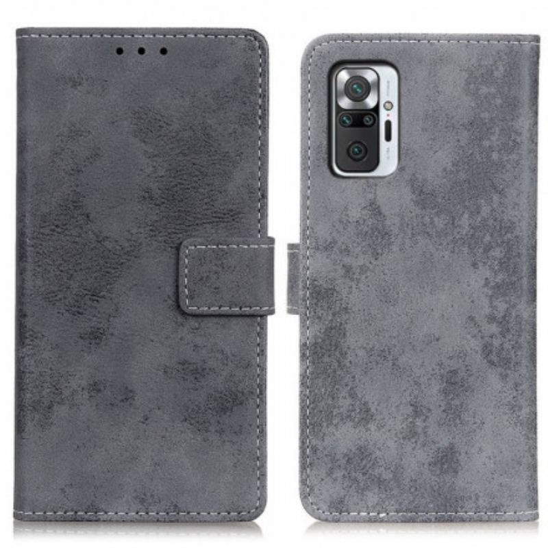 Capa Folio Para Xiaomi Redmi Note 10 Pro Efeito Couro Vintage