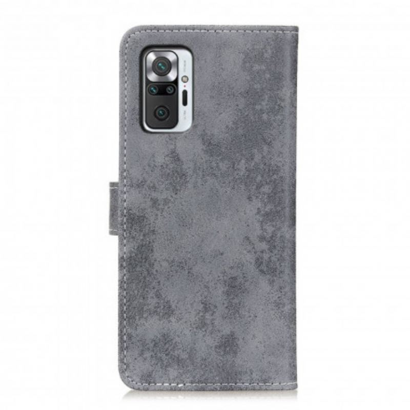 Capa Folio Para Xiaomi Redmi Note 10 Pro Efeito Couro Vintage