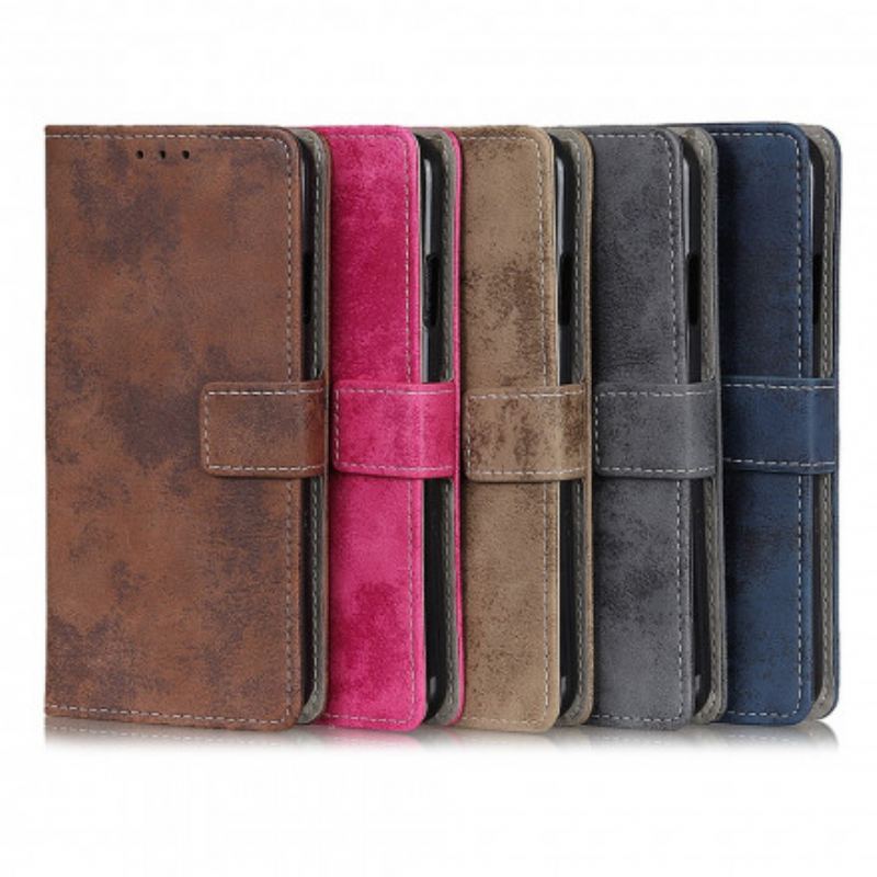 Capa Folio Para Xiaomi Redmi Note 10 Pro Efeito Couro Vintage