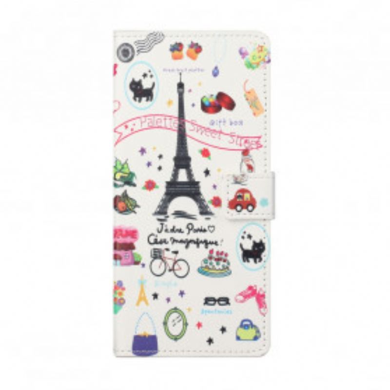 Capa Folio Para Xiaomi Redmi Note 10 Pro Eu Amo Paris