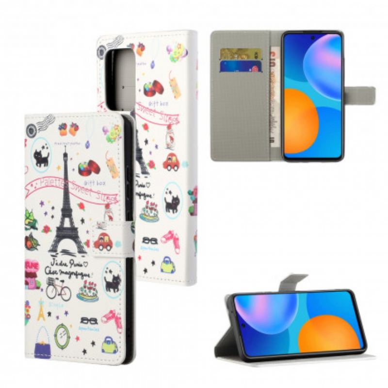 Capa Folio Para Xiaomi Redmi Note 10 Pro Eu Amo Paris