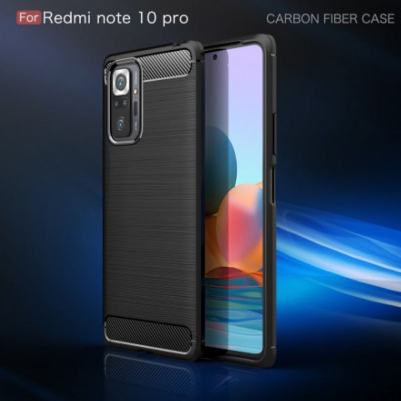 Capa Para Xiaomi Redmi Note 10 Pro Fibra De Carbono Escovada