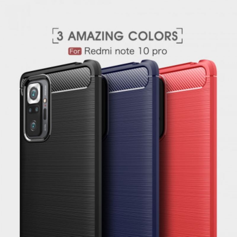 Capa Para Xiaomi Redmi Note 10 Pro Fibra De Carbono Escovada