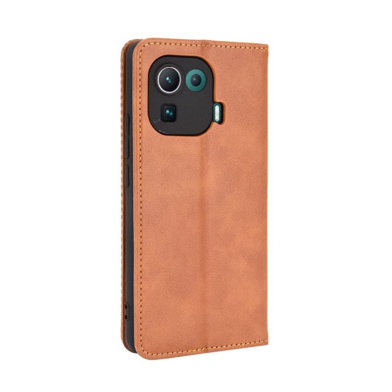 Capa De Celular Para Xiaomi Mi 11 Pro Flip Efeito Couro Vintage Estilizado