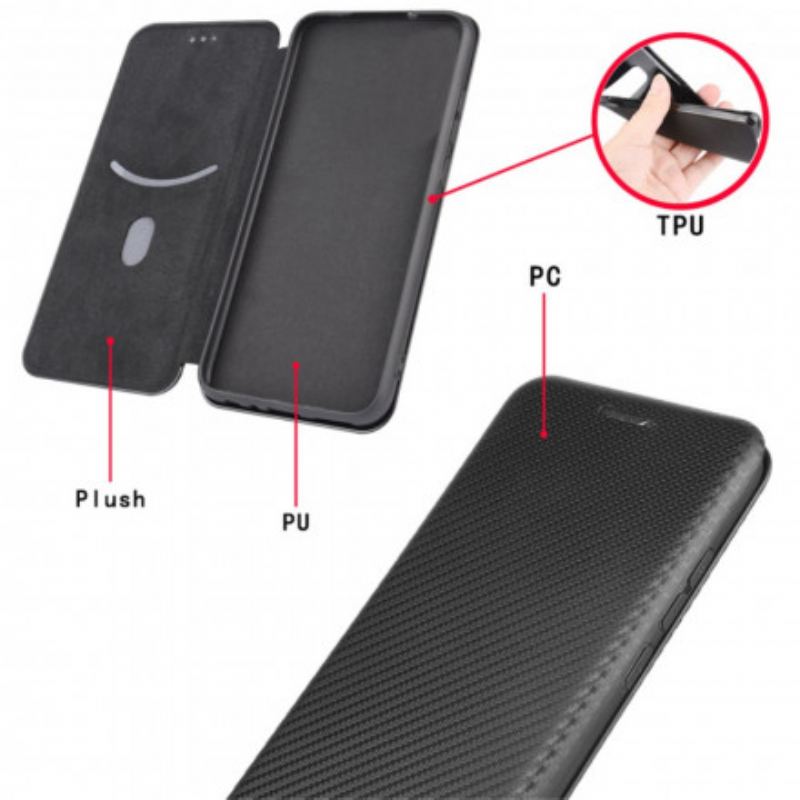 Capa De Celular Para Xiaomi Mi 11 Pro Flip Fibra De Carbono Com Anel De Suporte