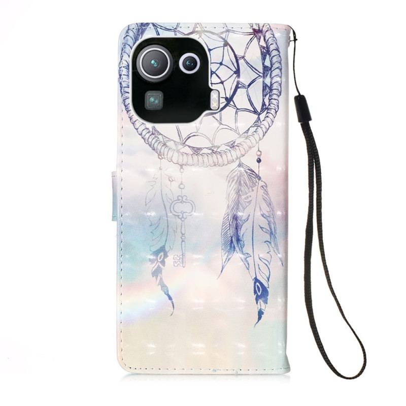 Capa De Couro Para Xiaomi Mi 11 Pro Apanhador De Sonhos Aquarela