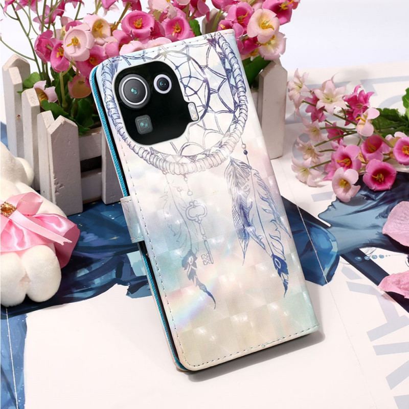 Capa De Couro Para Xiaomi Mi 11 Pro Apanhador De Sonhos Aquarela