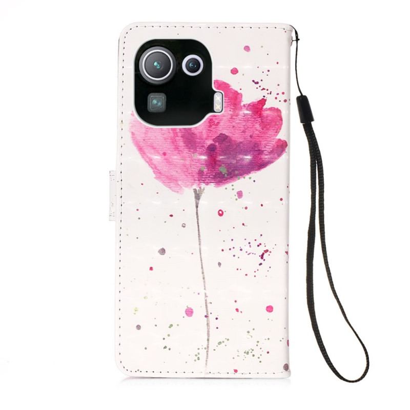 Capa Capa De Couro Para Xiaomi Mi 11 Pro Papoula Aquarela