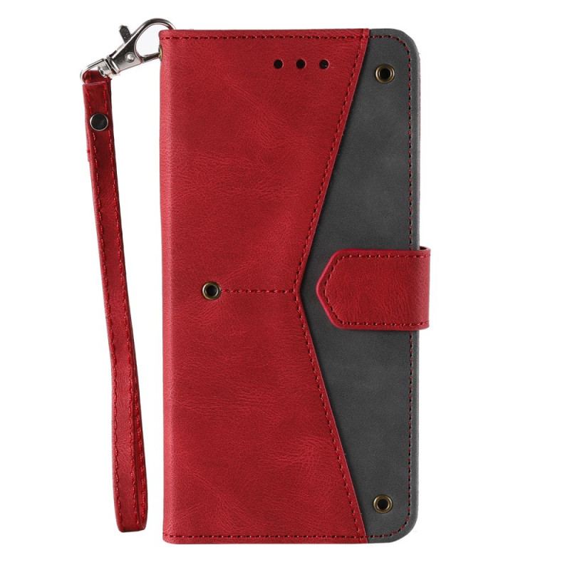 Capa De Couro Para Xiaomi Mi 11 Pro Rebites Bicolores De Couro Falso