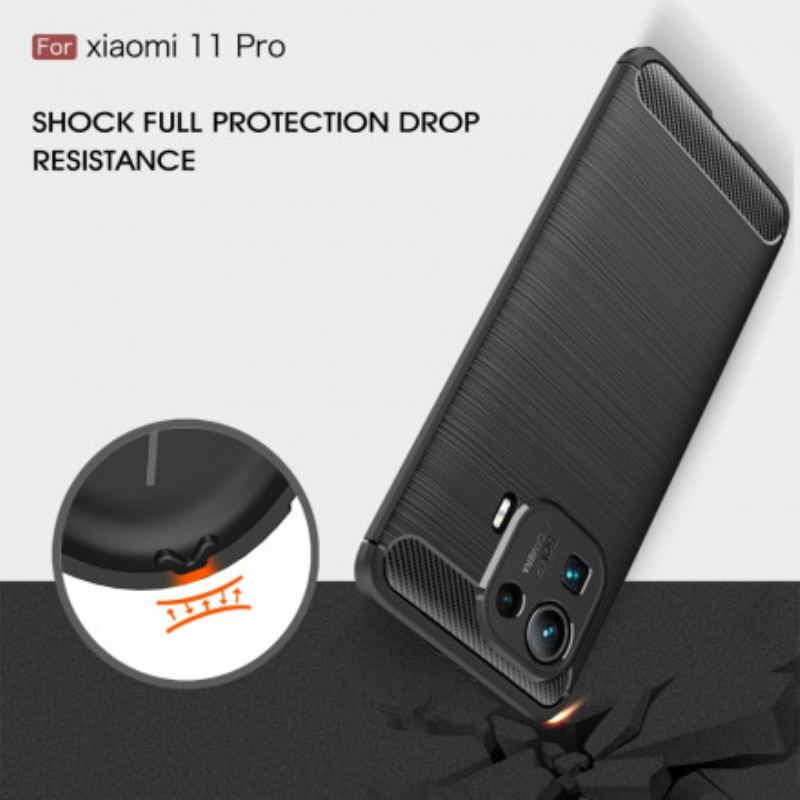 Capa Para Xiaomi Mi 11 Pro Fibra De Carbono Escovada