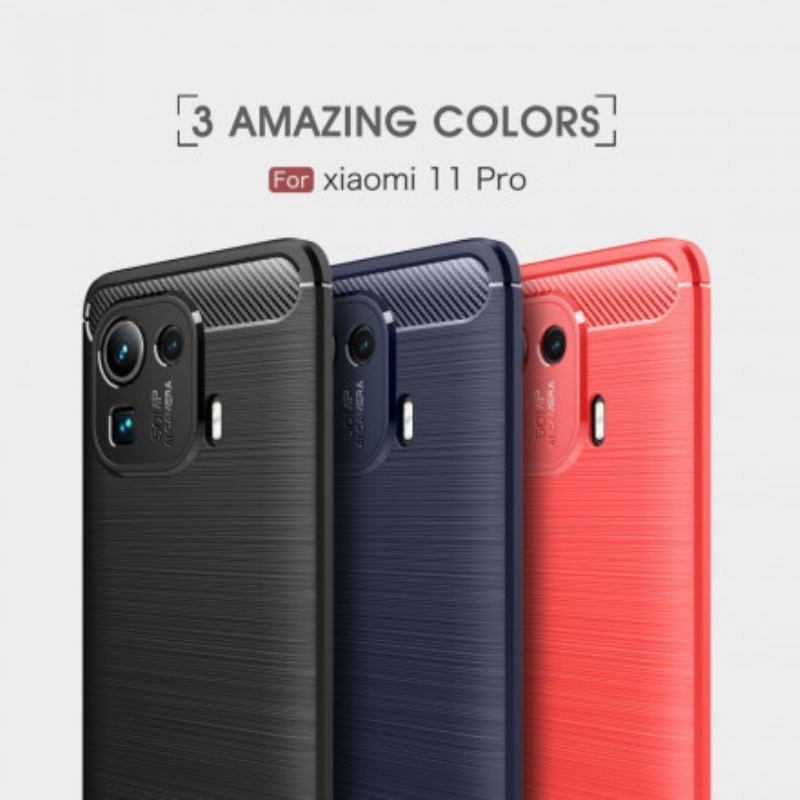 Capa Para Xiaomi Mi 11 Pro Fibra De Carbono Escovada