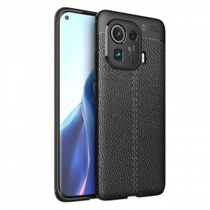 Capa Para Xiaomi Mi 11 Pro Linha Dupla Efeito Couro Litchi