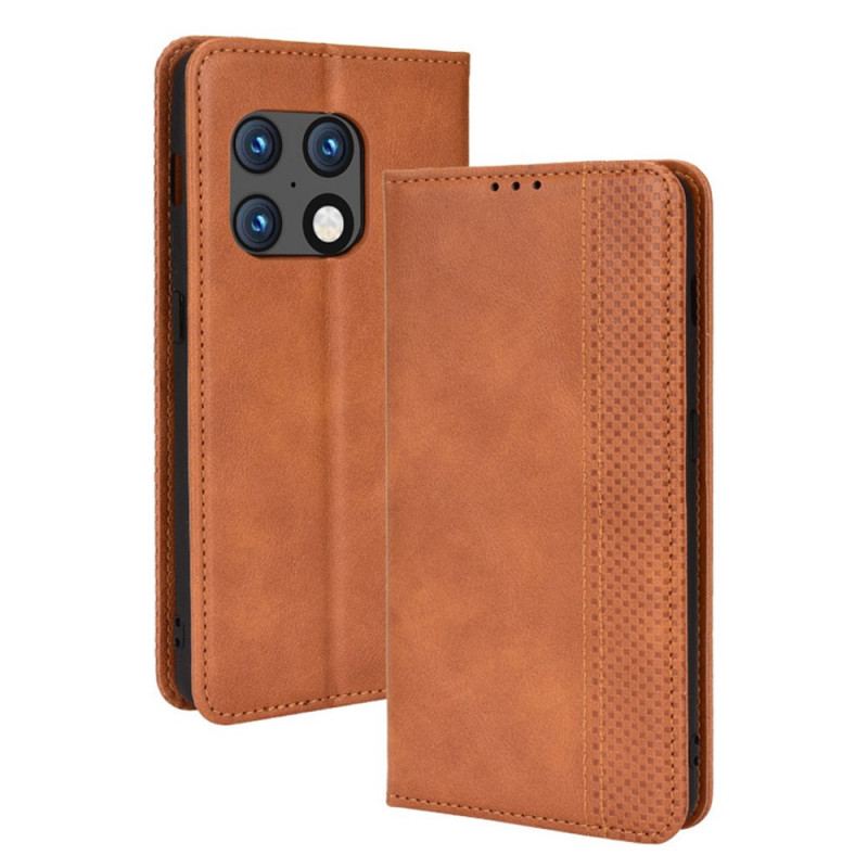 Capa De Celular Para OnePlus 10 Pro 5G Flip Efeito Couro Vintage Estilizado