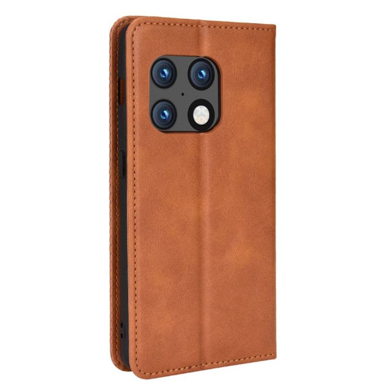 Capa De Celular Para OnePlus 10 Pro 5G Flip Efeito Couro Vintage Estilizado