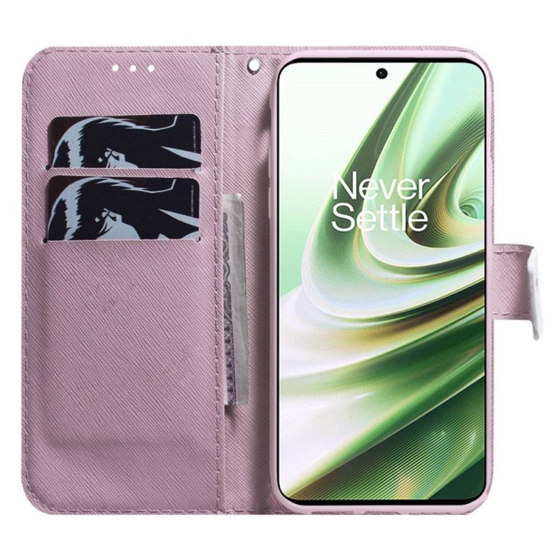 Capa De Couro Para OnePlus 10 Pro 5G De Cordão Gatos Tangas