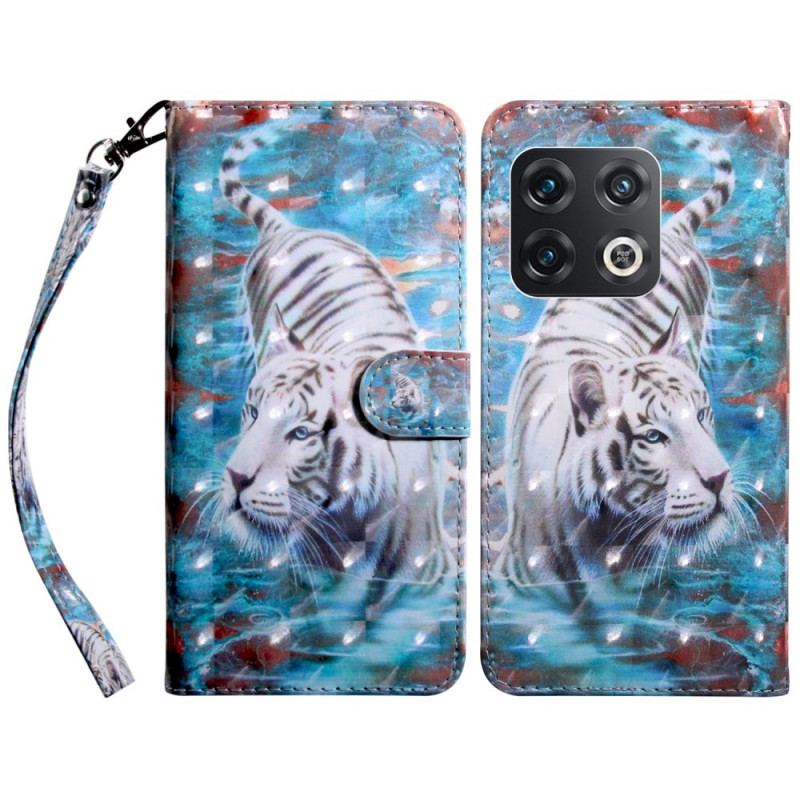 Capa De Couro Para OnePlus 10 Pro 5G De Cordão Tanga Tigre