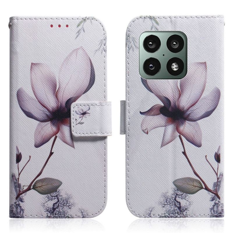 Capa De Couro Para OnePlus 10 Pro 5G Flor Rosa Empoeirado