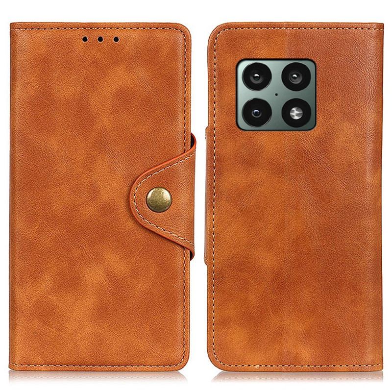 Capa Em Pele Para OnePlus 10 Pro 5G Couro Sintético Vintage E Botão