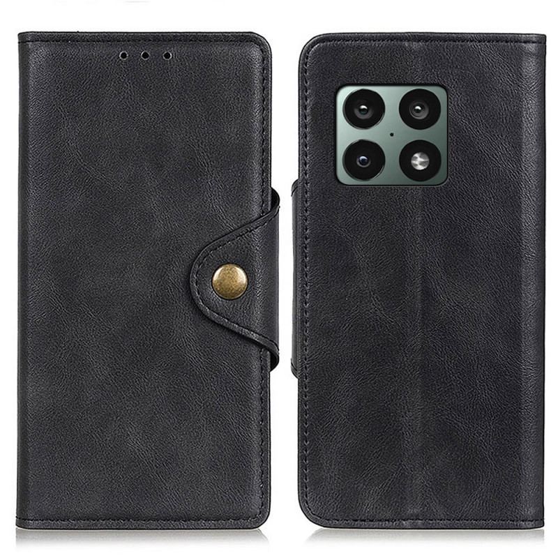 Capa Em Pele Para OnePlus 10 Pro 5G Couro Sintético Vintage E Botão