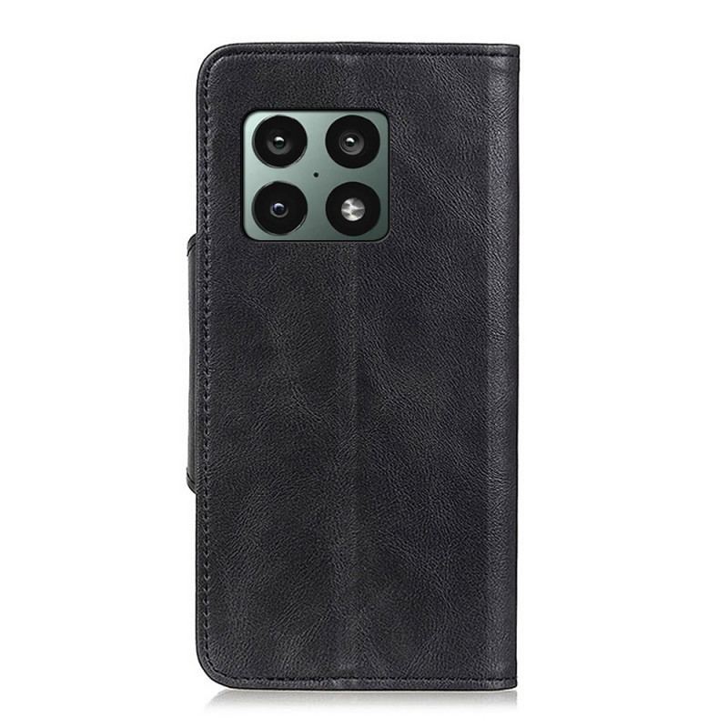 Capa Em Pele Para OnePlus 10 Pro 5G Couro Sintético Vintage E Botão