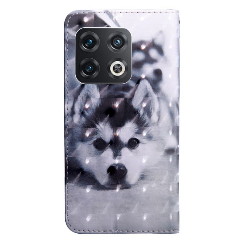 Capa Flip Para OnePlus 10 Pro 5G De Cordão Filhote De Cachorro Fio Dental