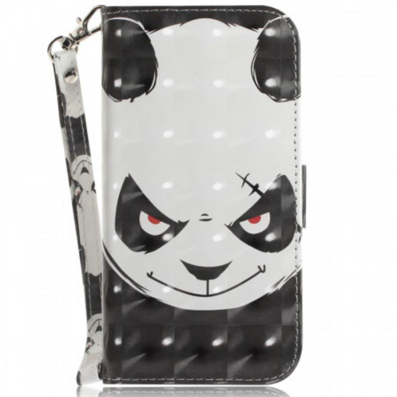 Capa Flip Para OnePlus 10 Pro 5G De Cordão Panda Irritado Com Cordão