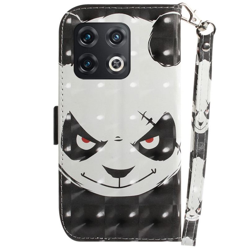 Capa Flip Para OnePlus 10 Pro 5G De Cordão Panda Irritado Com Cordão