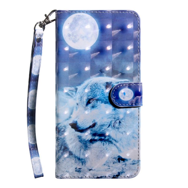 Capa Flip Para OnePlus 10 Pro 5G De Cordão Soberbo Lobo Em Strap