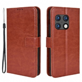 Capa Flip Para OnePlus 10 Pro 5G Couro Falso Chamativo