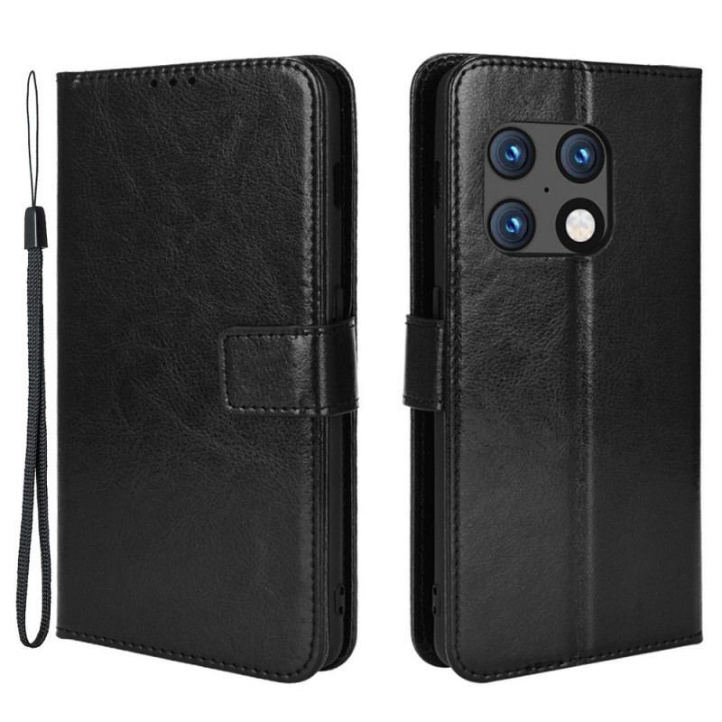 Capa Flip Para OnePlus 10 Pro 5G Couro Falso Chamativo