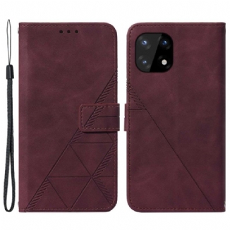 Capa Flip Para OnePlus 10 Pro 5G Efeito Couro Pirâmide