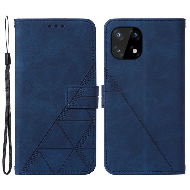 Capa Flip Para OnePlus 10 Pro 5G Efeito Couro Pirâmide