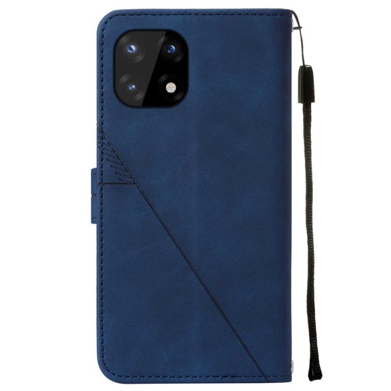 Capa Flip Para OnePlus 10 Pro 5G Efeito Couro Pirâmide