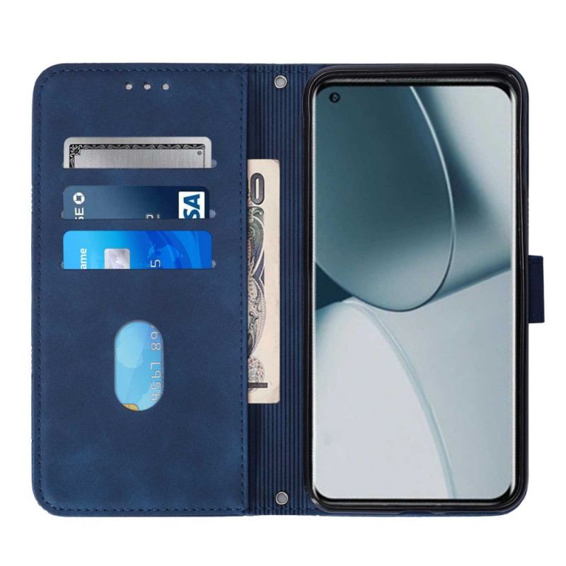 Capa Flip Para OnePlus 10 Pro 5G Efeito Couro Pirâmide