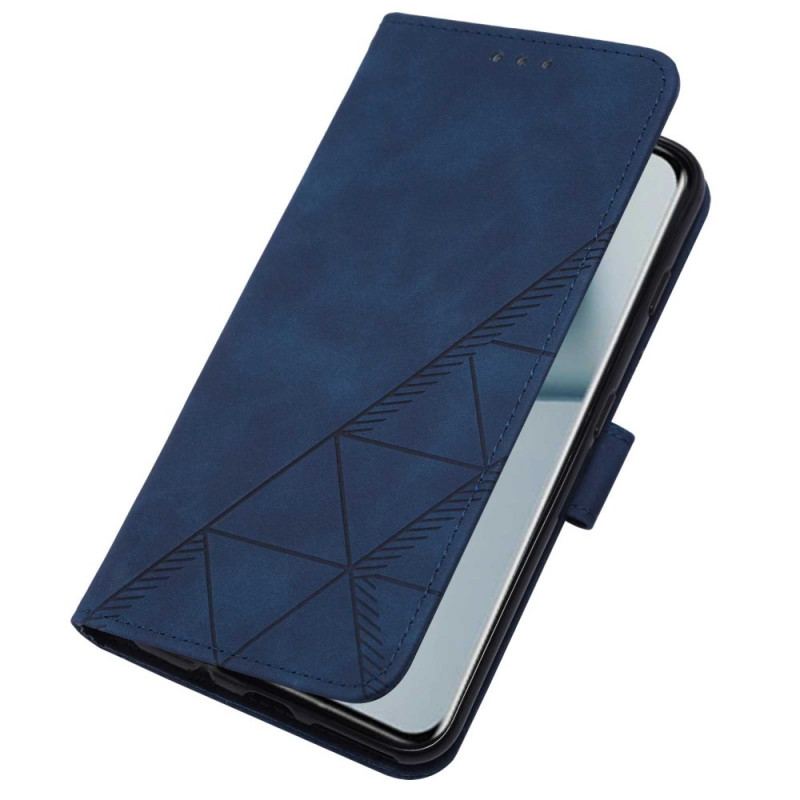 Capa Flip Para OnePlus 10 Pro 5G Efeito Couro Pirâmide