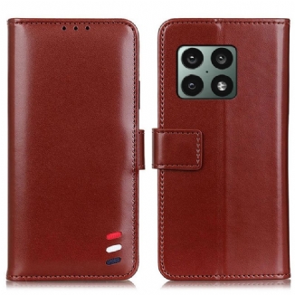 Capa Flip Para OnePlus 10 Pro 5G Efeito Couro Tricolor