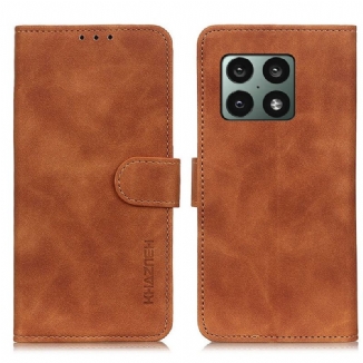 Capa Flip Para OnePlus 10 Pro 5G Efeito Couro Vintage Fosco Khazneh