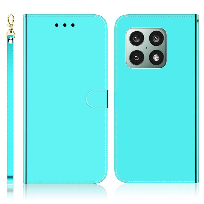 Capa Flip Para OnePlus 10 Pro 5G Capa De Espelho De Couro Sintético