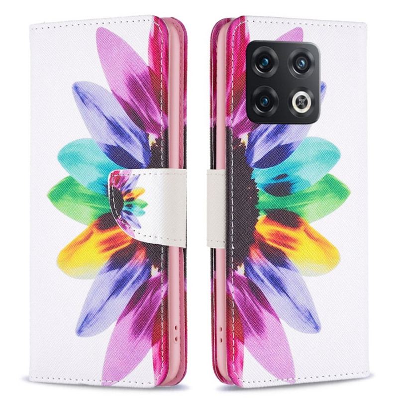 Capa Flip Para OnePlus 10 Pro 5G Flor Aquarela