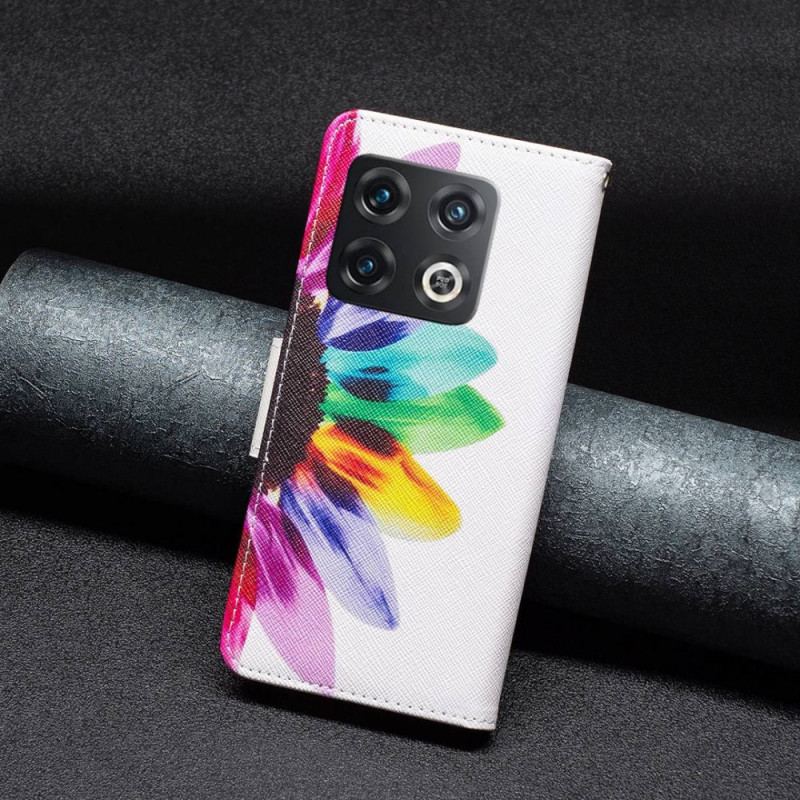 Capa Flip Para OnePlus 10 Pro 5G Flor Aquarela