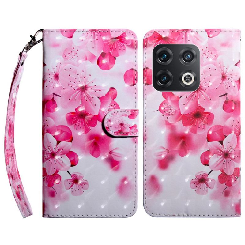 Capa Flip Para OnePlus 10 Pro 5G Floral Com Alça