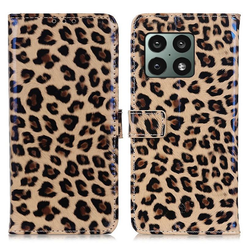 Capa Flip Para OnePlus 10 Pro 5G Leopardo Simples