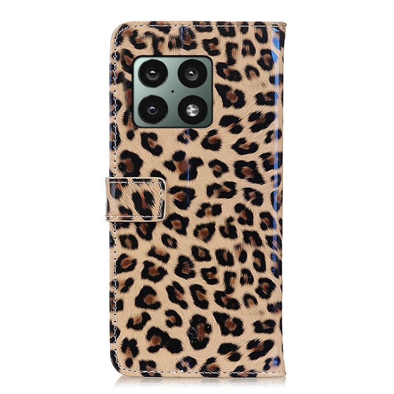 Capa Flip Para OnePlus 10 Pro 5G Leopardo Simples