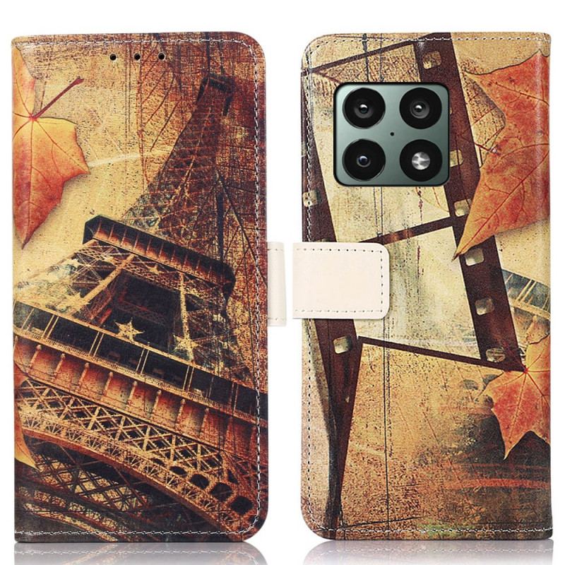 Capa Flip Para OnePlus 10 Pro 5G Torre Eiffel No Outono