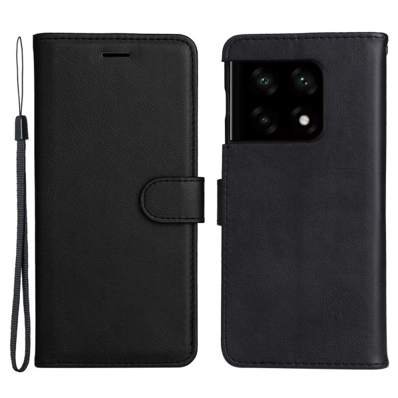 Capa Folio Para OnePlus 10 Pro 5G De Cordão Estilo De Couro Simples Com Tiras