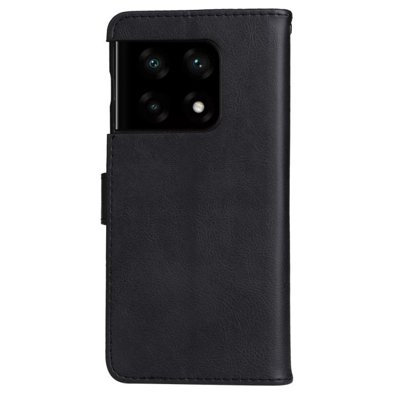 Capa Folio Para OnePlus 10 Pro 5G De Cordão Estilo De Couro Simples Com Tiras