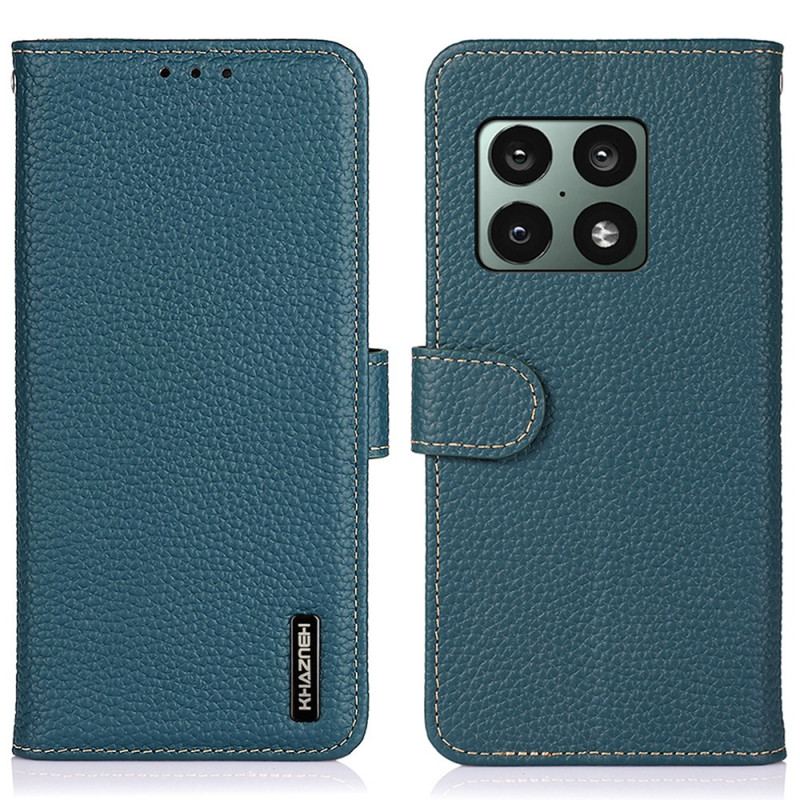 Capa Folio Para OnePlus 10 Pro 5G Couro Genuíno Khazneh Litchi