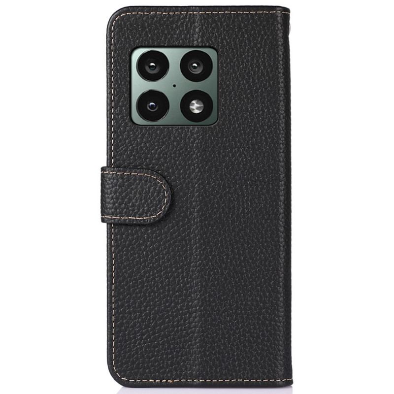 Capa Folio Para OnePlus 10 Pro 5G Couro Genuíno Khazneh Litchi