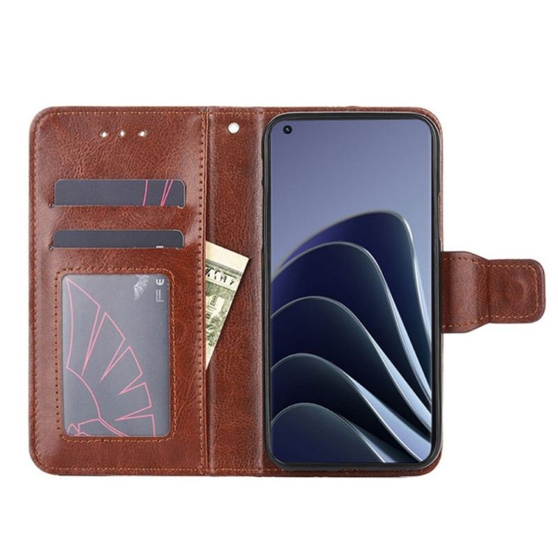 Capa Folio Para OnePlus 10 Pro 5G Couro Sintético Retrô